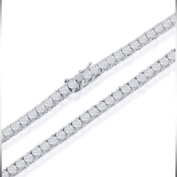 Tennis Necklace 3mm round Cubic Zirconia - Picture 2 of 4